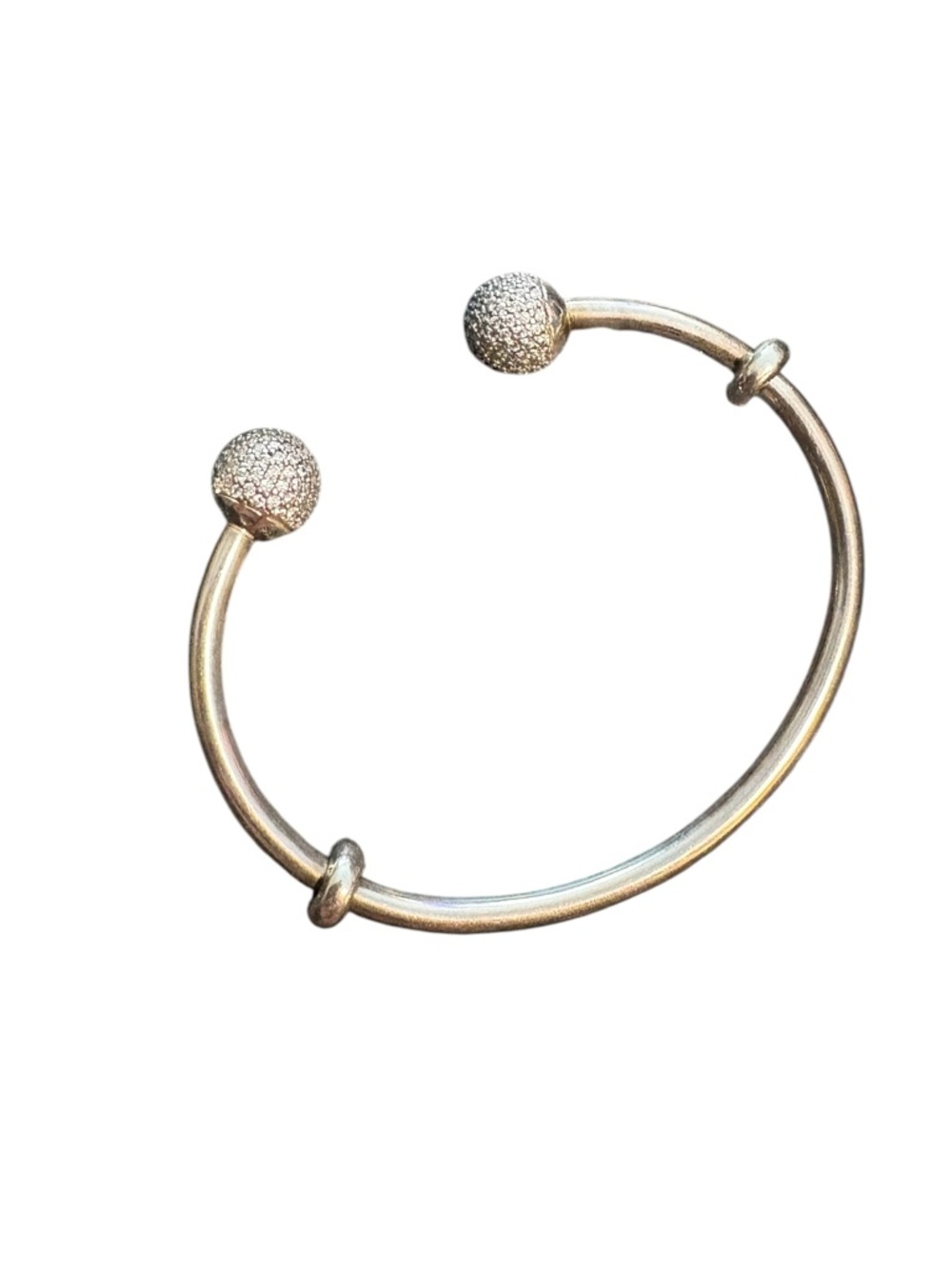 Pandora Sterling Silver Open Moment Bracelet with Pave End Caps